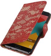 Wicked Narwal | Lace bookstyle / book case/ wallet case Hoes voor Samsung Galaxy A5 (2016) A510F Rood