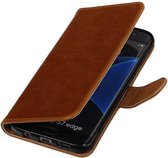 Wicked Narwal | Premium PU Leder bookstyle / book case/ wallet case voor Samsung Galaxy S7 Edge G935F Bruin