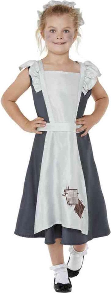 Afbeelding van product Smiffys Kinder Kostuum -Kids tm 6 jaar- Victorian Maid Grijs/Wit  - maat 6 jaar