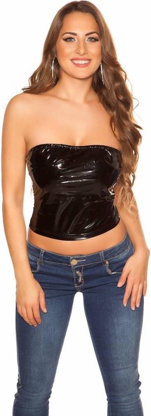 Zwarte lak top - M