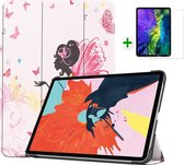 Case2go - Tablethoes en screenprotector geschikt voor Apple iPad Air 11 (2024) / iPad Air 10.9 (2022) - hoes en Screenprotector - Tablet hoes met Auto sleep/wake Functie - Flower F