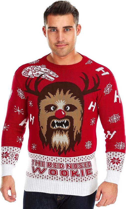 Foute Kersttrui "The Red-Nosed Wookiee" Mannen | Heren - Grappige Kersttrui - Christmas Sweater Maat XL