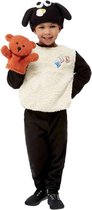 Smiffy's - Schaap & Lammetje & Geit Kostuum - Shaun Het Nooit Mekkerende Schaap Kind Kostuum - Zwart, Wit / Beige - Maat 90 - Carnavalskleding - Verkleedkleding