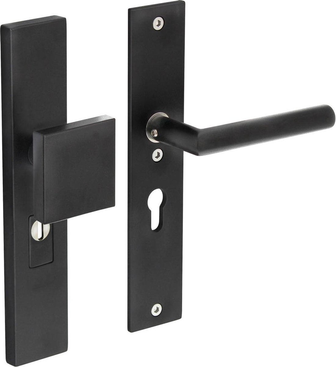 Intersteel Veiligheidsbeslag kerntrekbeveiliging profielcilindergat rechthoekig mat zwart 55 mm voordeurbeslag