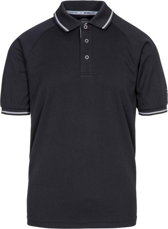 Trespass Mens Bonington Short Sleeve Active Polo Shirt (Black/Platinum)