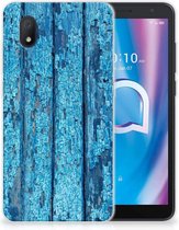 Backcase Siliconen Hoesje Alcatel 1B (2020) Telefoonhoesje Wood Blue