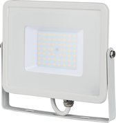 LED Bouwlamp 50 Watt - LED Schijnwerper - Viron Hisal - Warm Wit 3000K - Waterdicht IP65 - Mat Wit - Aluminium - SAMSUNG LEDs - BES LED