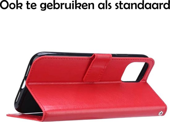 Étui iPhone 12 Pro Max Case Book Case avec protecteur d'écran encoche fermée - rouge