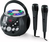 SingSing draagbare karaoke-installatie LED op batterijen 2 x microfoon