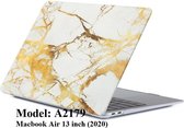 Macbook Case Cover Hoes voor Macbook Air 13 inch 2020 A2179 - A2337 M1 - Laptop Cover - Marmer Wit Goud
