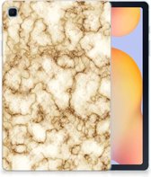 Hoesje Geschikt voor Samsung Galaxy Tab S6 Lite | Tab S6 Lite 2022 TPU Case Marmer Goud met transparant zijkanten
