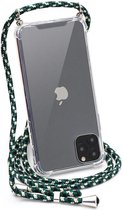 Hoesje Geschikt voor iPhone 12 Backcover Hoesje Met Koord Camouflage Groen