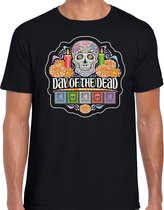 Day of the dead / Dag van de doden verkleed t-shirt zwart voor heren - horror / Halloween shirt / kleding / kostuum / sugar skull L