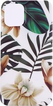 Shop4 - iPhone 12 Pro Hoesje - Zachte Back Case Bloemen en Bladeren