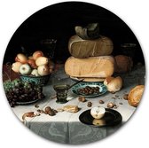 Ronde muursticker Stilleven met kazen - WallCatcher | 60 cm behangsticker Wandcirkel | Floris Claesz. van Dijck