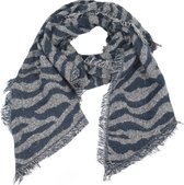 Dielay - Zachte Sjaal met Zebraprint - 190x60 cm - Grijs
