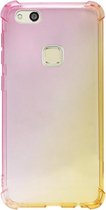 ADEL Siliconen Back Cover Softcase Hoesje Geschikt voor Huawei P10 Lite - Kleurovergang Roze Geel