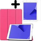 Hoes Geschikt voor iPad 10.2 2019/2020 Hoes Luxe Hoesje Book Case Met Screenprotector - Hoesje Geschikt voor iPad 7/8 Hoes Cover - Roze