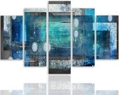 Schilderij , Turquoise vlakken ,4 maten , 5 luik , Blauw groen, wanddecoratie , Premium print , XXL