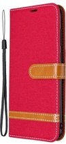 Denim Book Case - Samsung Galaxy M11 / A11 Hoesje - Rood