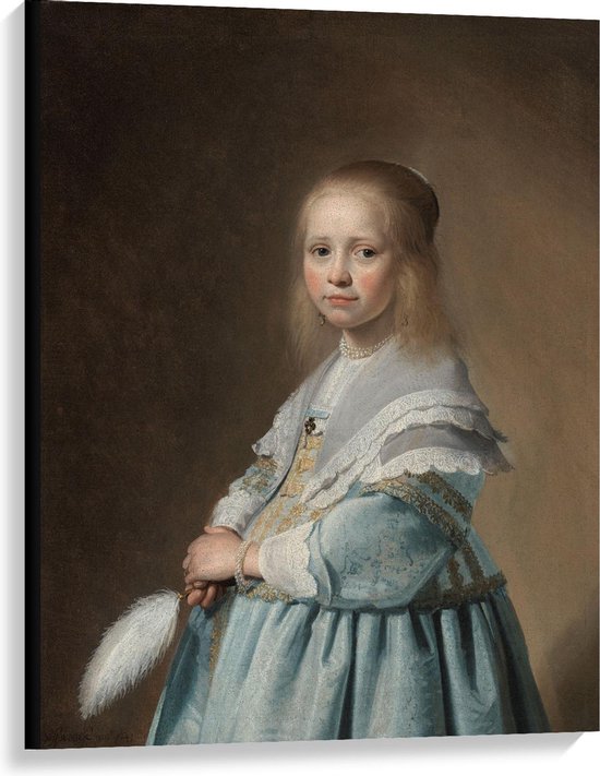 Canvas  - Oude meesters - Meisje in het blauw, Johannes Cornelisz. Verspronck - 75x100cm Foto op Canvas Schilderij (Wanddecoratie op Canvas)