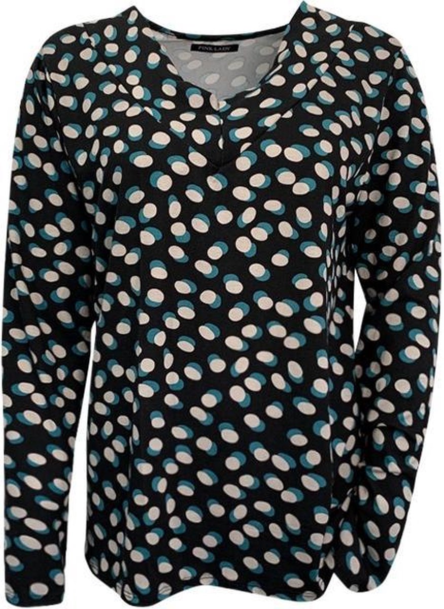 Lady dames shirt v-hals stip Blauw