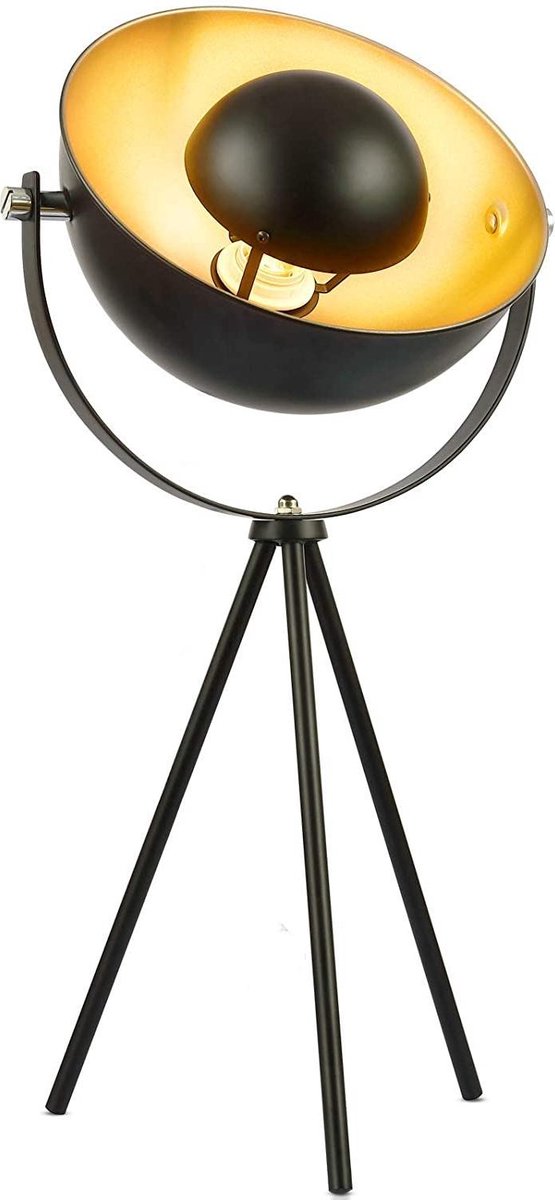 Trend24 Industriële tafellamp - Bedlamp - Bureaulamp - Woonkamerlamp - Retro - Vintage - Verstelbaar - Zwart