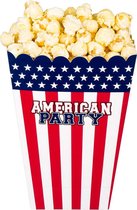 20x Popcorn bakjes/snoepbakjes USA/Amerika thema 22 cm - Popcornbakjes/chipsbakjes/snackbakjes verjaardag/feestje