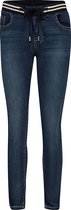 Cassis - Female - Slim broek met sportieve strepen op de taille  - Denim