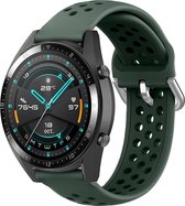 Siliconen Smartwatch bandje - Geschikt voor  Huawei Watch GT siliconen bandje met gaatjes - legergroen - 46mm - Horlogeband / Polsband / Armband