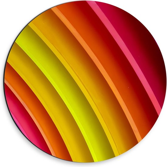 Dibond Wandcirkel - Regenboog Kleuren - 30x30cm Foto op Aluminium Wandcirkel (met ophangsysteem)