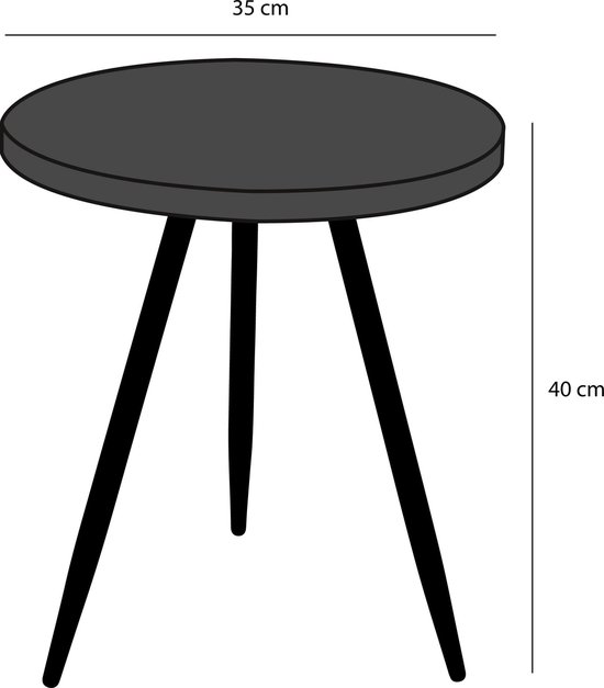 Table ronde Mica Decorations noir taille en cm: 40 x 35