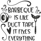 Muursticker barbeque is like duct tape it fixes everything in de kleur zwart