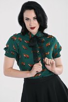 Hell Bunny Vixey Fox 40's Blouse Donker Groen
