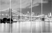 Schilderij , Brooklyn Bridge in Zwart wit ,4 maten , 5 luik , wanddecoratie , Premium print , XXL