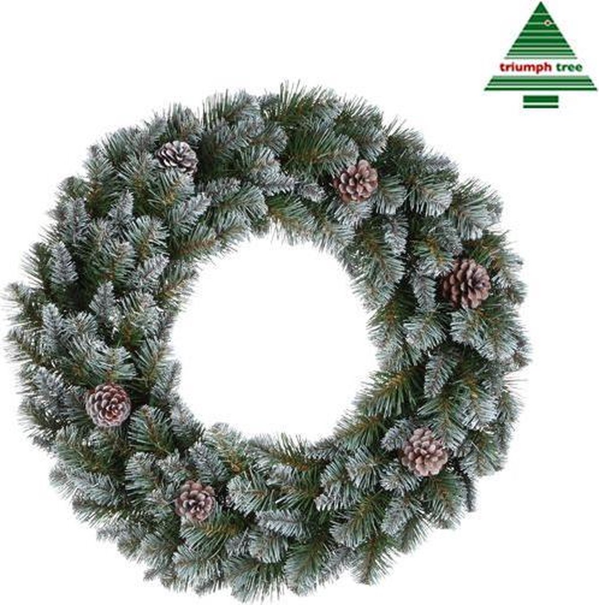 Triumph Tree Empress Groen Frosted - Kerstversiering met Dennenappels en Zachte PVC-Naalden - Kerstkrans met Klassieke Uitstraling - Deurkrans voor Binnen - Ø60 cm - Groen – foto 6
