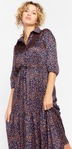 LOLALIZA Hemd jurk met luipaardprint - Marine Blauw - Maat 38