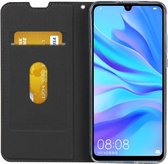 Huawei P30 Lite Kunstlederen Portemonnee Hoesje met Polsband Zwart