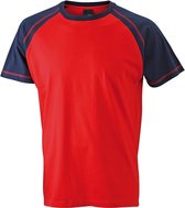 James and Nicholson - Heren Raglan T-Shirt (Rood/Navy)