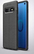 Xssive Leder look TPU Cover voor Samsung Galaxy S10 - Zwart