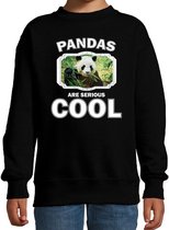 Dieren pandaberen sweater zwart kinderen - pandas are serious cool trui jongens/ meisjes - cadeau panda/ pandaberen liefhebber 3-4 jaar (98/104)