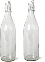 12x Glazen beugelflessen/weckflessen transparant met beugeldop 1 liter - Inmaakflessen van glas - Waterflessen