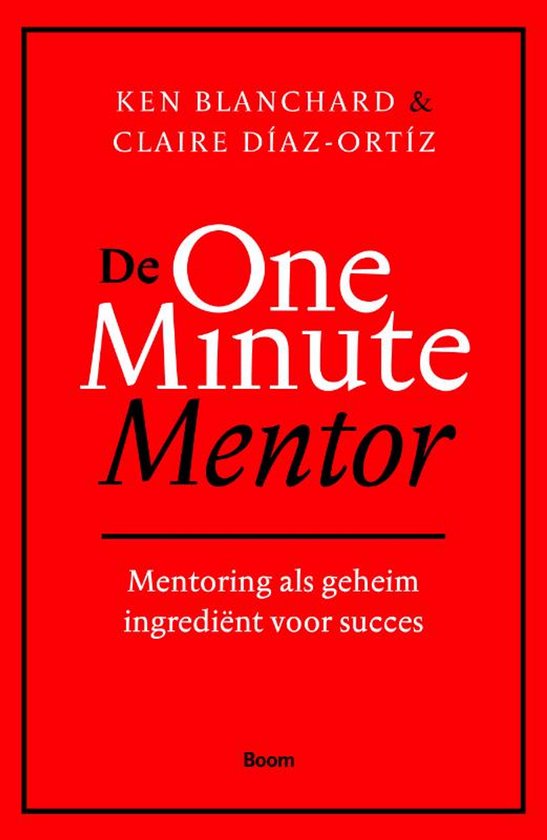 Boek 'De One Minute Mentor' met rode kaft en witte en zwarte tekst.