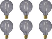 CALEX - LED Lamp 6 Pack - Nora Topaz G95 - E27 Fitting - Dimbaar - 4W - Warm Wit 2200K - Grijs - BES LED