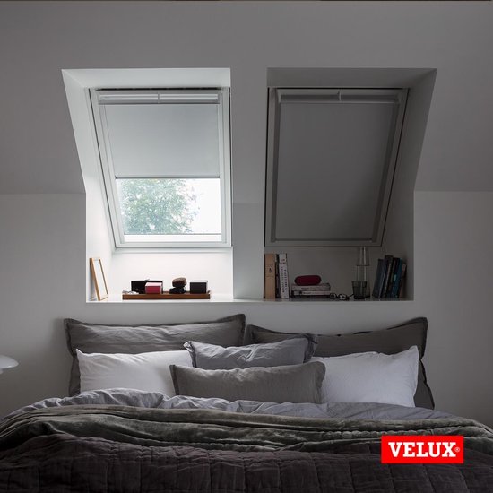VELUX Store à enrouleur occultant d'origine (DKL) pour fenêtres de toit VELUX, cadre blanc, S08, 608, blanc