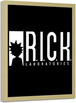 Foto in frame ,  R.i.c.k. Laboratories , 70x100cm , Zwart wit reclamebord , wanddecoratie