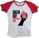 Green Day Dames Tshirt -S- American Idiot Wit/Rood