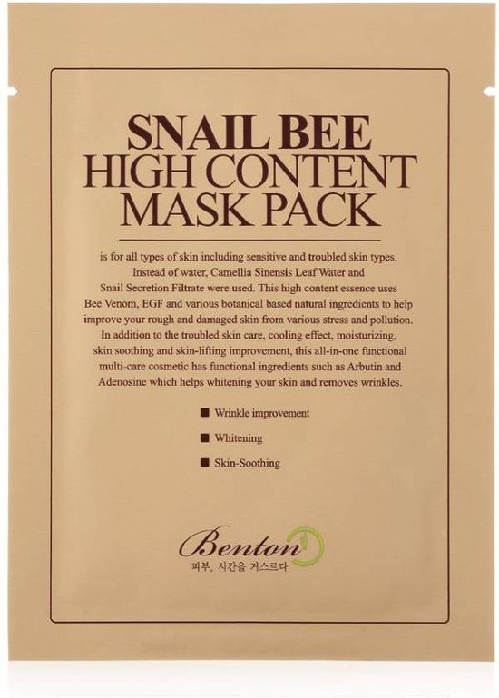 Benton - Snail Bee High Content Mask Pack - Gezichtsmasker 20 g | bol