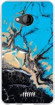 HTC U Play Hoesje Transparant TPU Case - Blue meets Dark Marble #ffffff