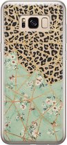 Samsung Galaxy S8 hoesje siliconen - Luipaard bloemen print - Soft Case Telefoonhoesje - Luipaardprint - Groen